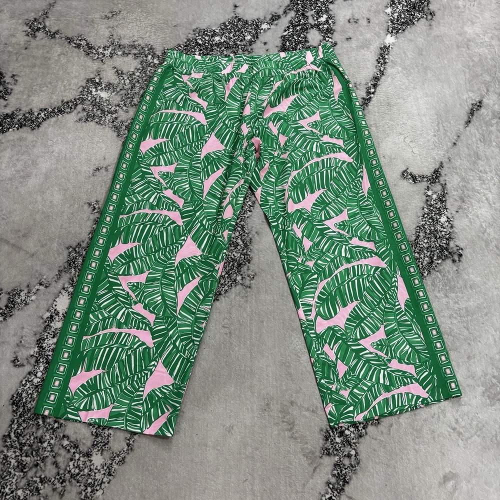 Lilly Pulitzer Bal Harbour Palazzo Pants Size XXL Lets Go Bananas Green Pink